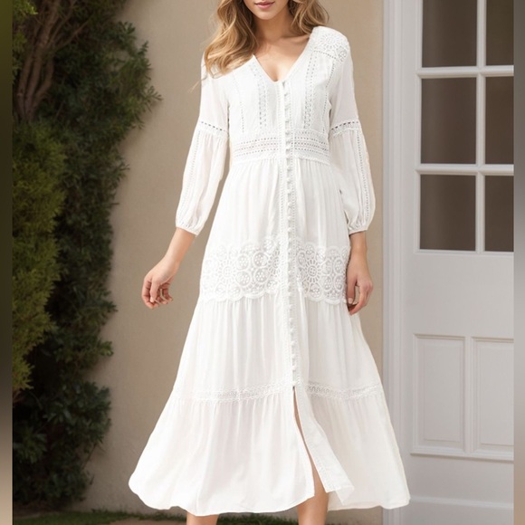 Crochet Embroidered Boho Maxi Dress - Picture 7 of 10